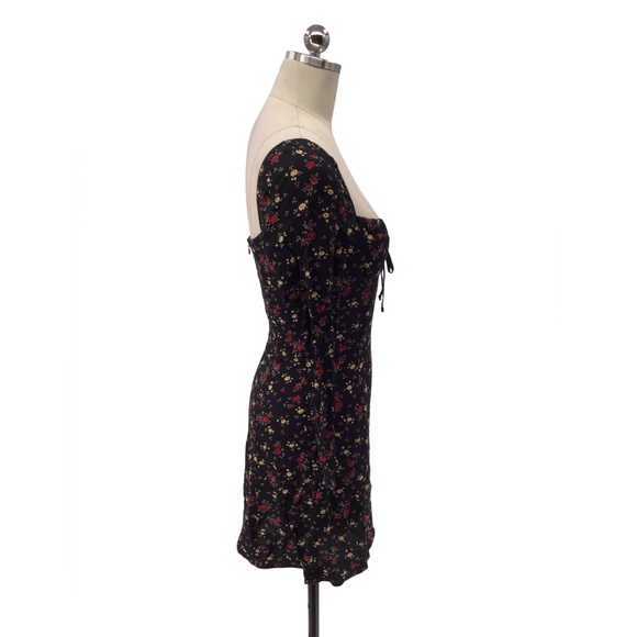 Reformation Black Floral Long Sleeve Dress - Picture 3 of 4